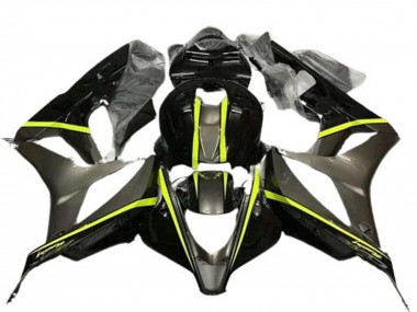 2007-2008 Honda CBR600RR Motorcycle Fairings - Glossy Black High Viz Yellow Canada