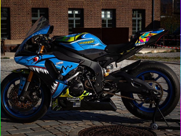 2015-2019 Yamaha YZF R1 Motorcycle Fairings - Blue Yellow Shark Canada