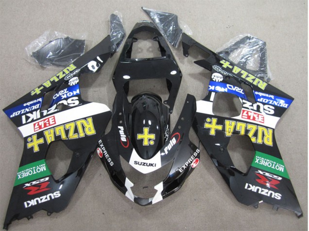 2004-2005 Suzuki GSXR 600 Motorcycle Fairings - Glossy Black White Green Yellow Rizla Canada