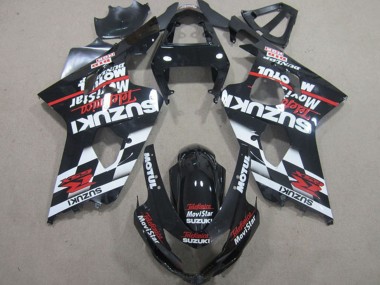 2004-2005 Suzuki GSXR 600 Motorcycle Fairings - Glossy Black Red White Telefonica MoviStar Canada