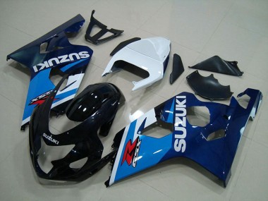 2004-2005 Suzuki GSXR 750 Motorcycle Fairings - White Blue Glossy Black Canada