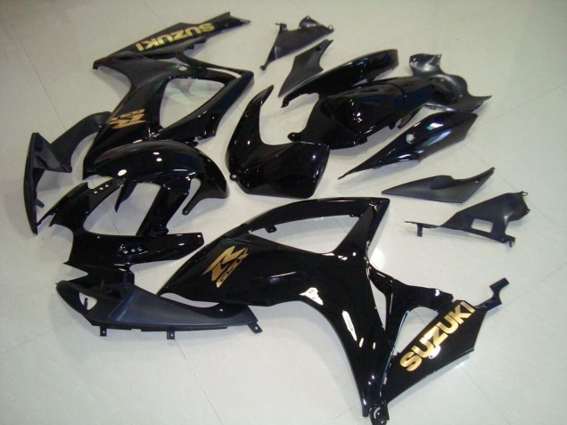 2006-2007 Suzuki GSXR 750 Motorcycle Fairings - Glossy Black Gold Decal Canada