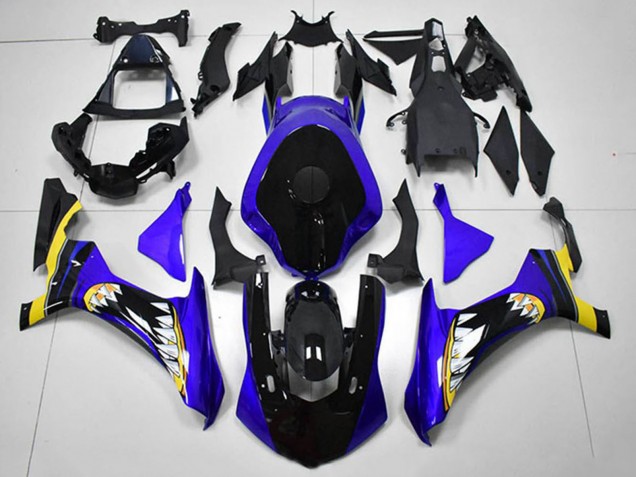 2015-2019 Yamaha YZF R1 Motorcycle Fairings - Blue Yellow Glossy Black Shark Canada