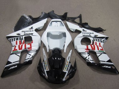 1998-2002 Yamaha YZF R6 Motorcycle Fairings - White Glossy Black Fiat Motul Michelin Canada