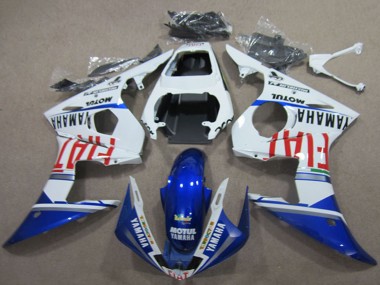 2003-2004 Yamaha YZF R6 Motorcycle Fairings - White Blue Red Fiat Motul Canada