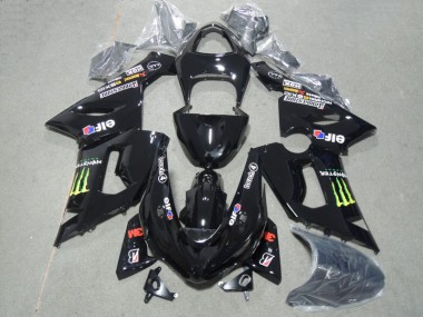 Black 3M Touch4 Monster 2005-2006 Kawasaki ZX6R Motorcycle Fairings