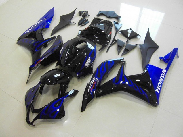 Black Blue Flame 2007-2008 Honda CBR600RR Motorcycle Fairings Black Blue Flame 2007-2008 Honda CBR600RR Motorcycle Fairings