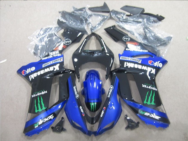 Black Blue Green Monster 2007-2008 Kawasaki ZX6R Motorcycle Fairing Black Blue Green Monster 2007-2008 Kawasaki ZX6R Motorcycle Fairing