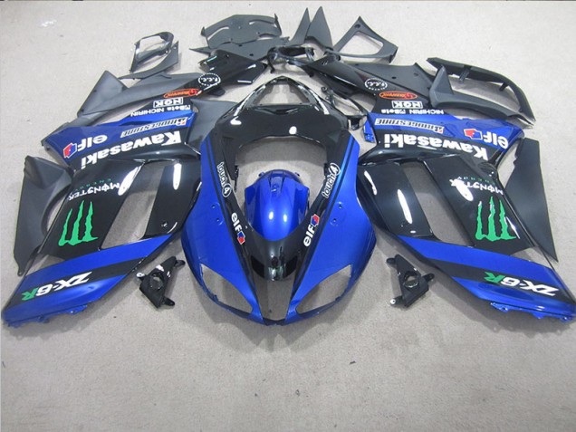 Black Blue Monster 2007-2008 Kawasaki ZX6R Motorcycle Fairings Black Blue Monster 2007-2008 Kawasaki ZX6R Motorcycle Fairings