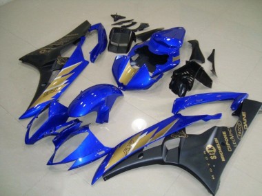 Black Blue with Gold Sticker 2006-2007 Yamaha YZF R6 Motorcycle Fairing