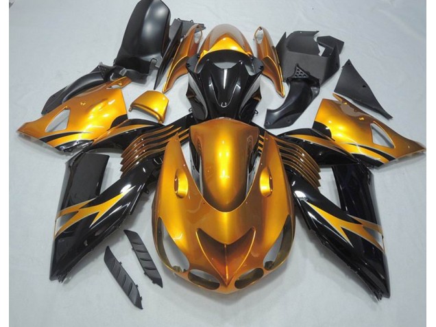 Black Gold 2006-2011 Kawasaki ZX14R ZZR1400 Motorcycle Fairings Black Gold 2006-2011 Kawasaki ZX14R ZZR1400 Motorcycle Fairings