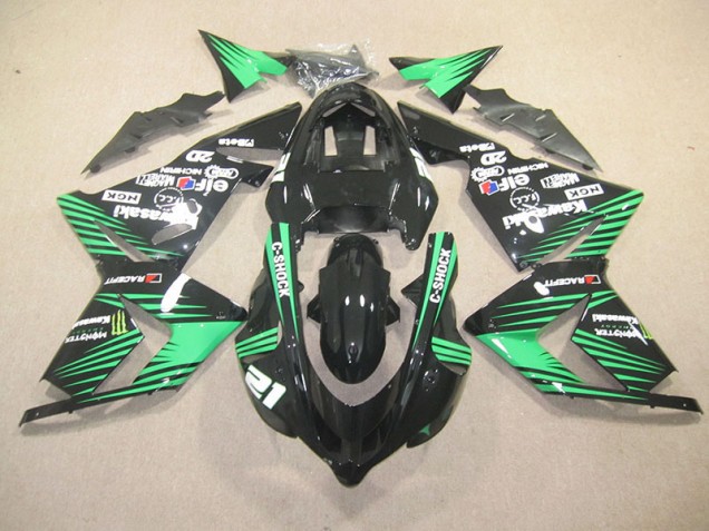Black Green C-Shock Monster 2003-2005 Kawasaki ZX10R Motorcycle Fairings