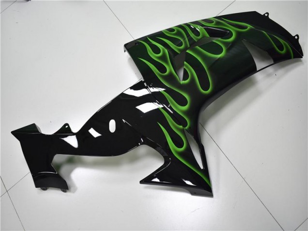 Black Green Flame 2006-2007 Kawasaki ZX10R Motorcycle Fairings Black Green Flame 2006-2007 Kawasaki ZX10R Motorcycle Fairings