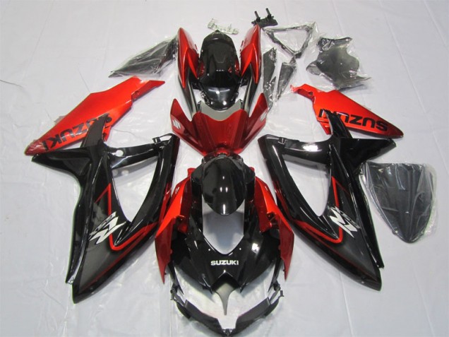 Black Red 2007-2008 Suzuki GSXR 1000 Motorcycle Fairing