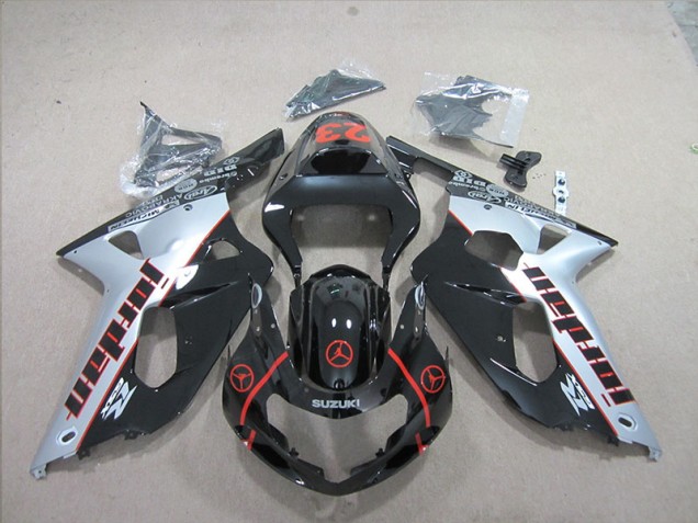 Black Red 23 2001-2003 Suzuki GSXR 600 Motorcycle Fairings