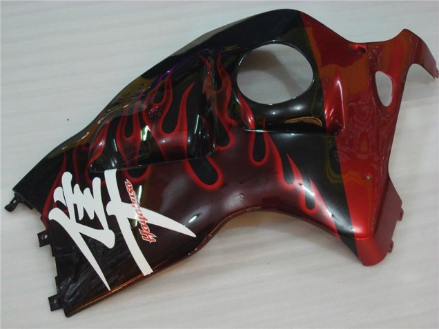 Black Red Flame 1996-2007 Suzuki GSXR 1300 Hayabusa Motorcycle Fairings