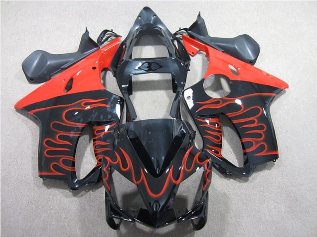 Black Red Flame 2001-2003 Honda CBR600 F4i Motorcycle Fairings