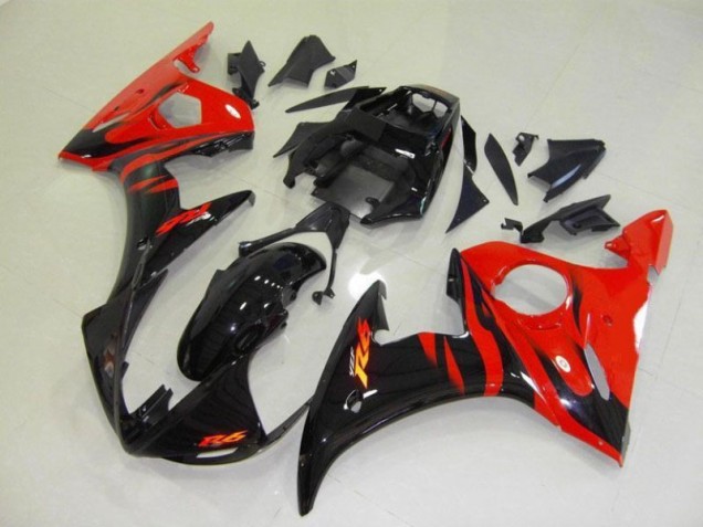 Black Red Flame 2003-2005 Yamaha YZF R6 Motorcycle Fairing Black Red Flame 2003-2005 Yamaha YZF R6 Motorcycle Fairing