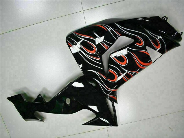 Black Red Flame 2006-2007 Kawasaki ZX10R Motorcycle Fairing