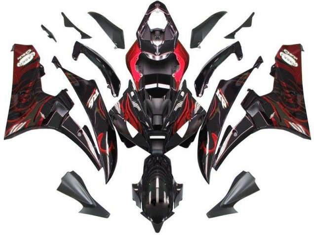 Black Red Flame 2006-2007 Yamaha YZF R6 Motorcycle Fairings Black Red Flame 2006-2007 Yamaha YZF R6 Motorcycle Fairings