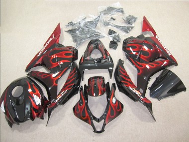 Black Red Flame 2009-2012 Honda CBR600RR Motorcycle Bodywork