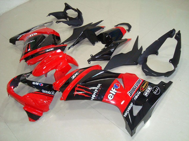 Black Red Monster 2008-2012 Kawasaki ZX250R Motorcycle Fairings