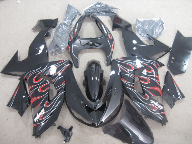 Black Red White Flame Ninja 2006-2007 Kawasaki ZX10R Motorcycle Fairings Black Red White Flame Ninja 2006-2007 Kawasaki ZX10R Motorcycle Fairings