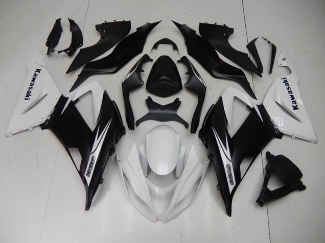 Black White 2013-2018 Kawasaki ZX6R Motorcycle Fairings