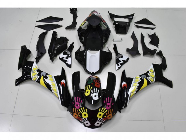 Black White 2015-2019 Yamaha YZF R1 Motorcycle Fairings