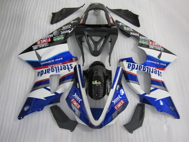 Black White Blue Santander 2000-2001 Yamaha YZF R1 Motorcycle Fairings Black White Blue Santander 2000-2001 Yamaha YZF R1 Motorcycle Fairings