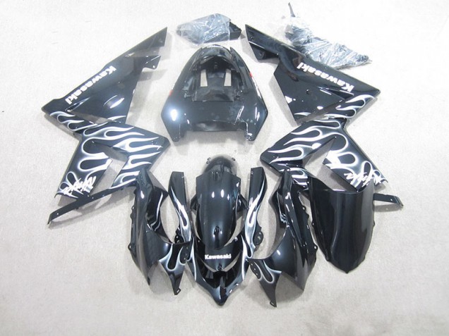Black White Flame 2003-2005 Kawasaki ZX10R Motorcycle Fairings Black White Flame 2003-2005 Kawasaki ZX10R Motorcycle Fairings