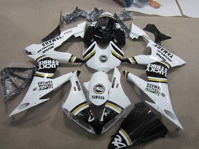 Black White Lucky Strike 2004-2006 Yamaha YZF R1 Motorcycle Fairings