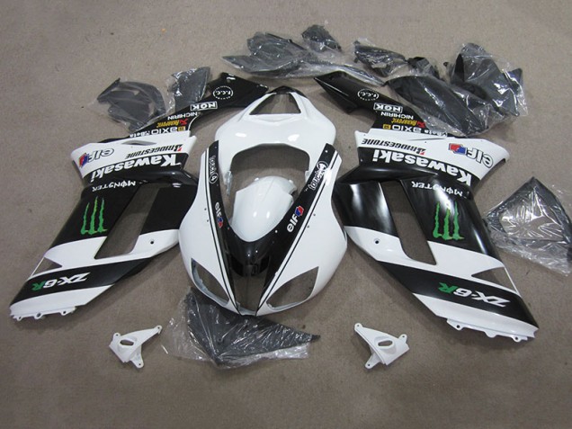 Black White Monster 2007-2008 Kawasaki ZX6R Motorcycle Fairings Black White Monster 2007-2008 Kawasaki ZX6R Motorcycle Fairings
