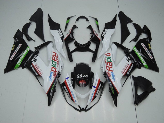 Black White Rapid Hager 2013-2018 Kawasaki ZX6R Motorcycle Fairings Black White Rapid Hager 2013-2018 Kawasaki ZX6R Motorcycle Fairings