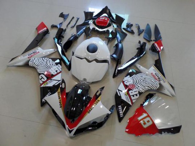 Black White Red 2007-2008 Yamaha YZF R1 Motorcycle Fairings