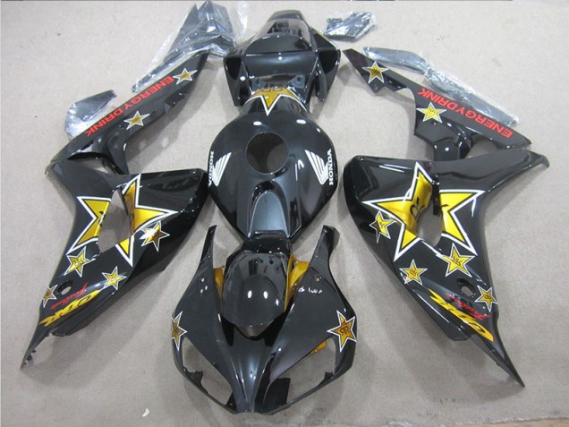 Black Yellow ENERGY DRINK 2006-2007 Honda CBR1000RR Motorcycle Fairings
