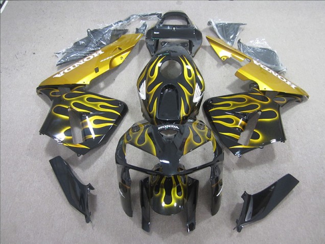 Black Yellow Flame 2005-2006 Honda CBR600RR Motorcycle Fairings