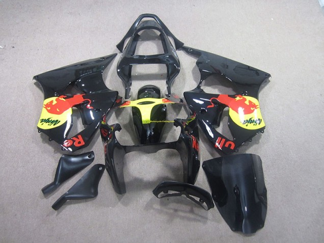 Black Yellow Red Bull Ninja 2000-2002 Kawasaki ZX6R Motorcycle Fairings