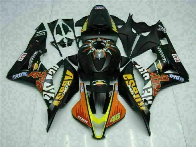 Black Yellow Repsol 46 2007-2008 Honda CBR600RR Motorcycle Fairings Black Yellow Repsol 46 2007-2008 Honda CBR600RR Motorcycle Fairings