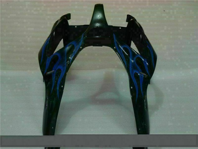 Black with Blue Flame 2000-2002 Kawasaki ZX6R Motorcycle Fairings Black with Blue Flame 2000-2002 Kawasaki ZX6R Motorcycle Fairings