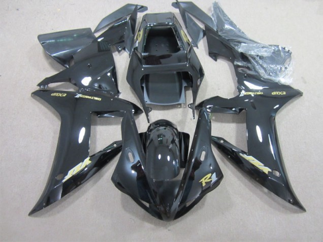 Black with Gold Decal 2002-2003 Yamaha YZF R1 Motorcycle Fairings Black with Gold Decal 2002-2003 Yamaha YZF R1 Motorcycle Fairings