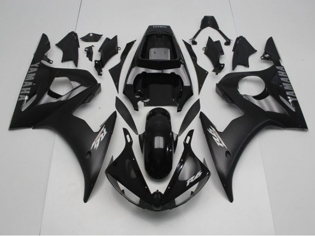 Black with Silver Decals 2003-2005 Yamaha YZF R6 Motorcycle Fairings