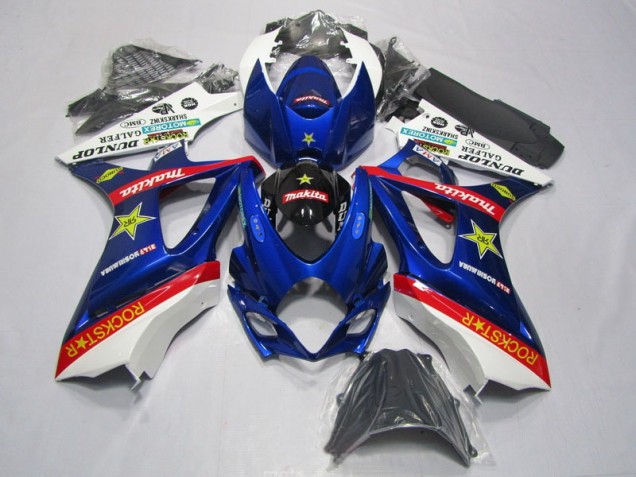 Blue Red Rockstar 2007-2008 Suzuki GSXR 1000 Motorcycle Fairings