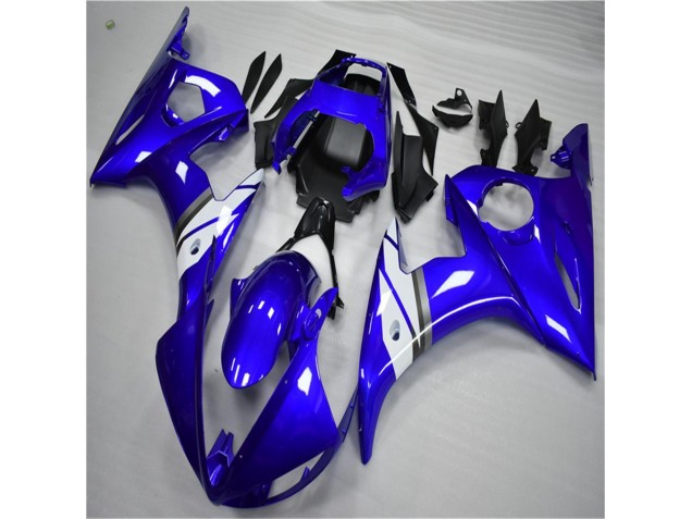 Blue White 2003-2005 Yamaha YZF R6 Full Motorcycle Fairing Kits
