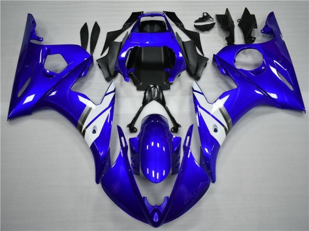 Blue White 2003-2005 Yamaha YZF R6 Full Motorcycle Fairing Kits