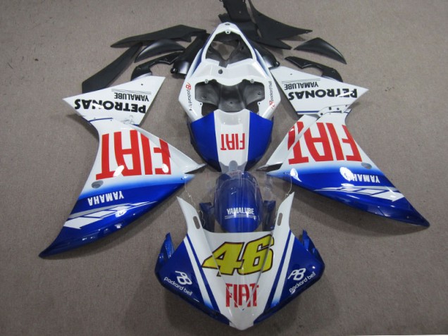 Blue White Fiat 46 2009-2011 Yamaha YZF R1 Motorcycle Fairings