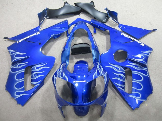 Blue White Flame 2002-2006 Kawasaki ZX12R Motorcycle Fairings