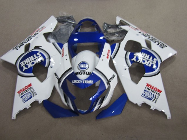 Blue White Lucky Strike Motul 2004-2005 Suzuki GSXR 600 Motorcycle Fairings