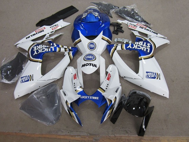 Blue White Lucky Strike Motul 2006-2007 Suzuki GSXR 750 Motorcycle Fairings