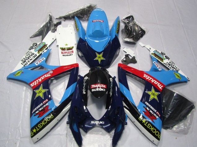 Blue White Rockstar Makita 2006-2007 Suzuki GSXR 600 Motorcycle Fairings